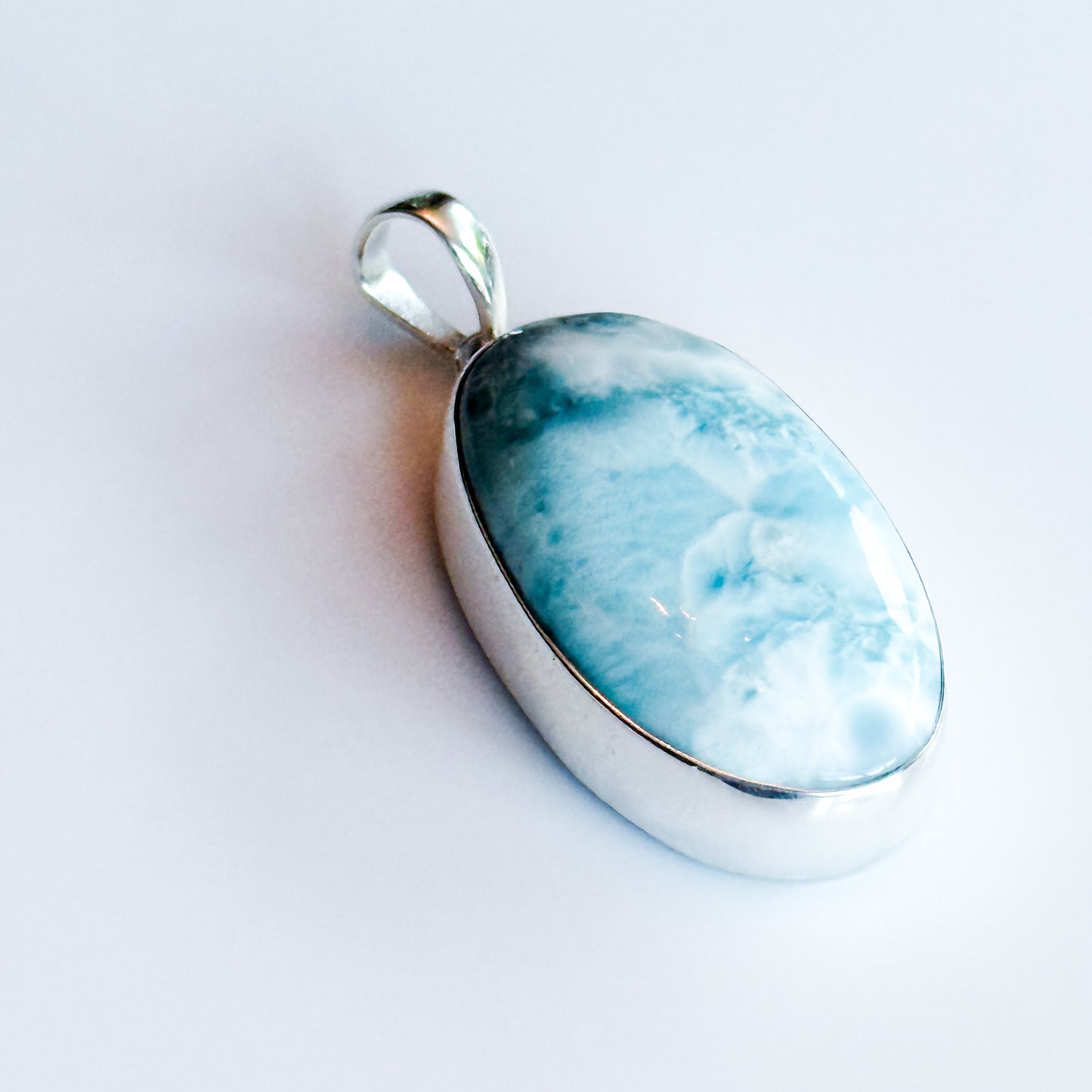 Larimar Large Pendant with Sterling Silver