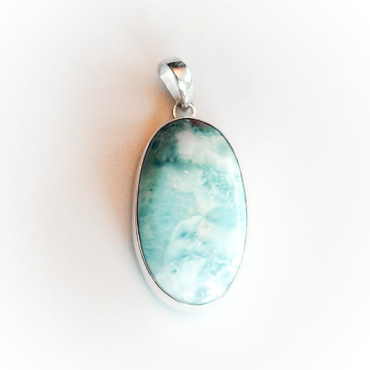 Larimar Large Pendant with Sterling Silver