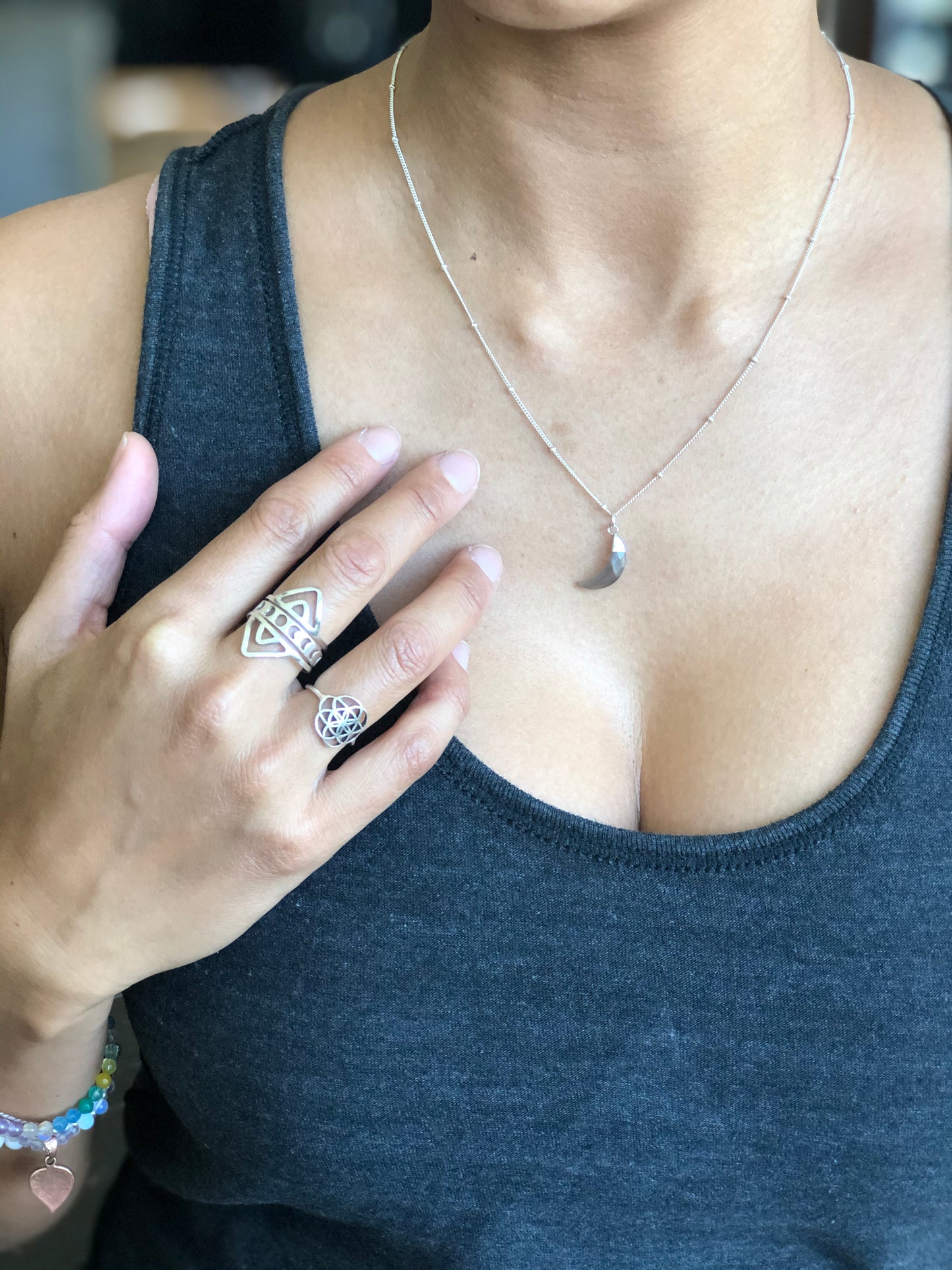 Grey Moonstone Faceted Necklace