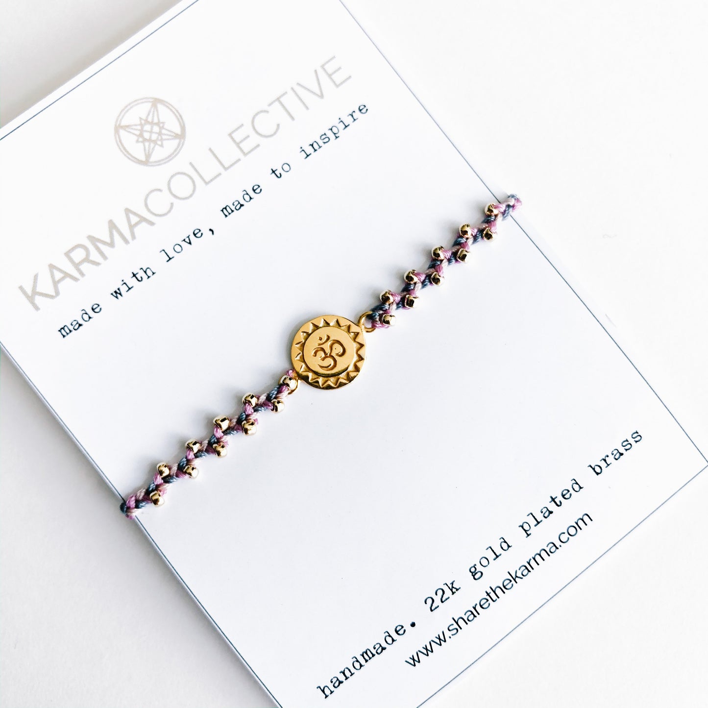 OM Gold plated Tri-Color Braided Bracelet