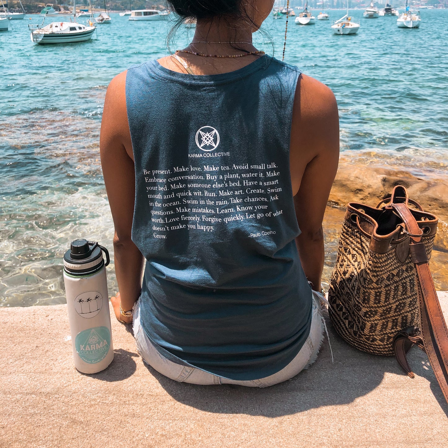 Happy Muscle tank Atlantic blue